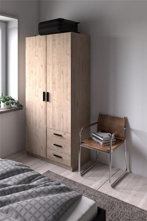 ARMOIRE 2 PORTES 3 TIROIRS